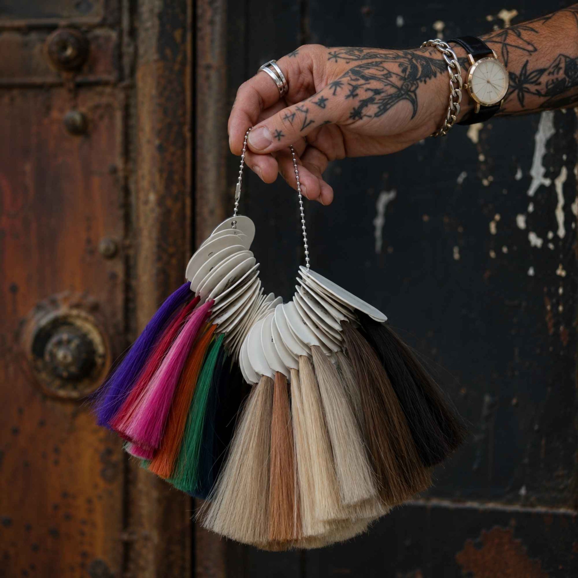 Human hair color ring featuring a wide selection of natural and vibrant shades for loc extensions.