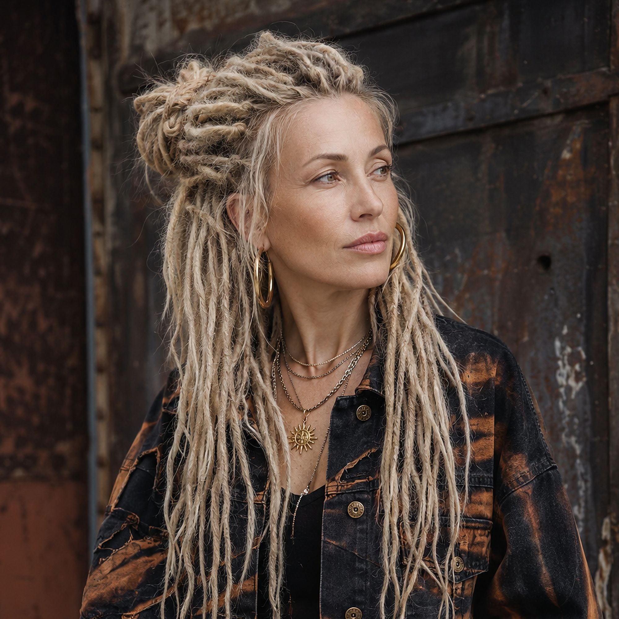 Model wearing Dreadradar Straight Locs