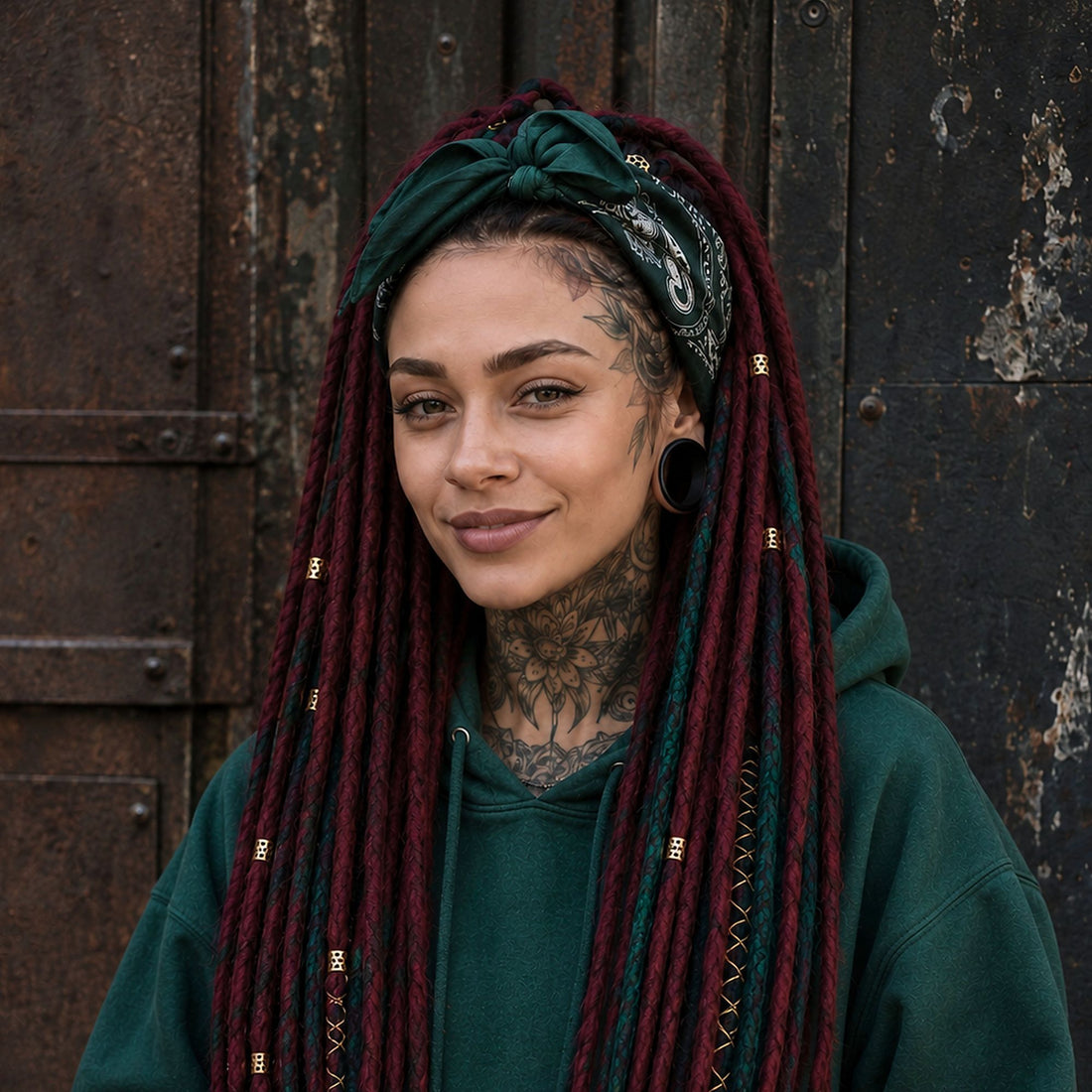Model wearing Dreadradar Synthetic Locs