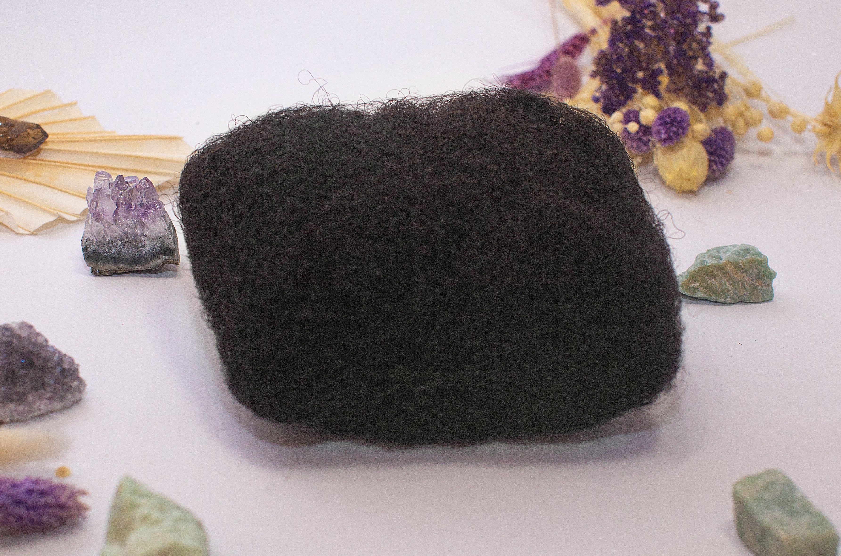Dark Brown Kinky Human Hair shown in front view for creating, repairing and extending handcrafted Locs.
